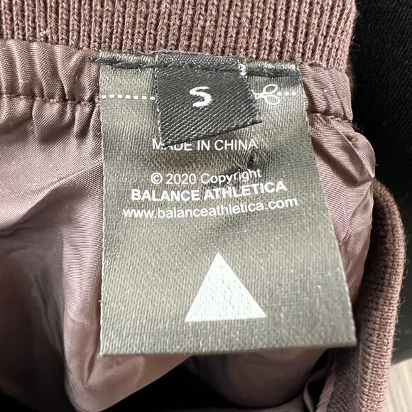 Balance Athletica Flight Jacket Cropped Brown Floral Full Zip Stand Up Collar S - Picture 6 of 8